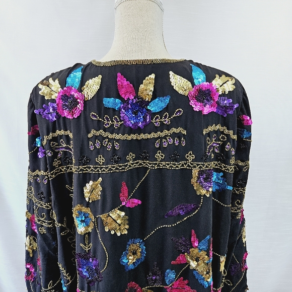 Vintage Plus Drapers + Damons Sequin Floral Jacket size 1X - Picture 8 of 10